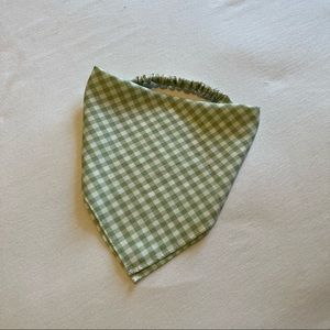Gingham Sage and Cream headscarf bandana